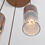 3-lichts design koffiebruine hanglamp met amber glas - Latte