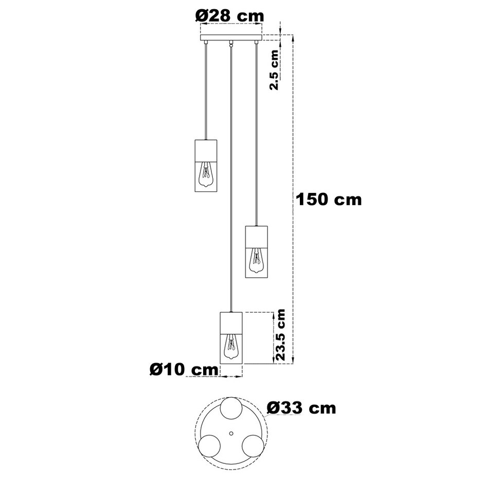 Lampe suspendue design 3-lumières marron café avec verre ambré - Latte