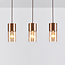 Suspension Lungo 3 lumières - brun café et verre ambré