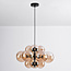 Suspension Decadi 12 lumières - noir et verre ambré