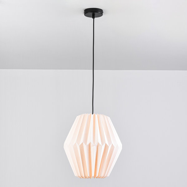 Papieren hanglamp Berlian - wit met geplooide kap
