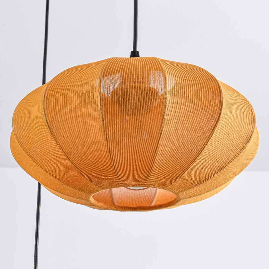 Suspension japandi à 3 lumières avec lanternes en tissu orange - Fabrica
