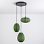 Suspension Fabrica 3 lumières - lampions en tissu vert