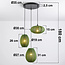 Suspension japandi à 3 lumières avec lanternes en tissu vert - Fabrica