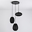 3-lichts japandi hanglamp met zwarte stoffen lampionnen - Fabrica