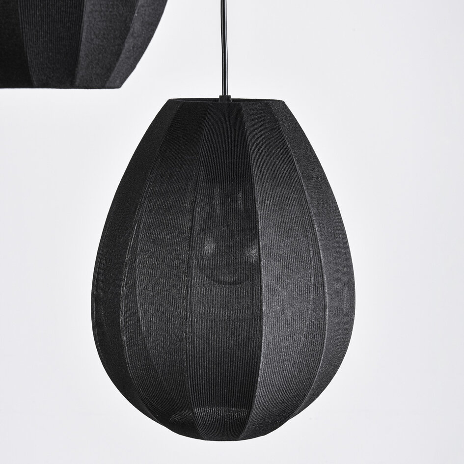 Suspension japandi à 3 lumières avec lanternes en tissu noir - Fabrica