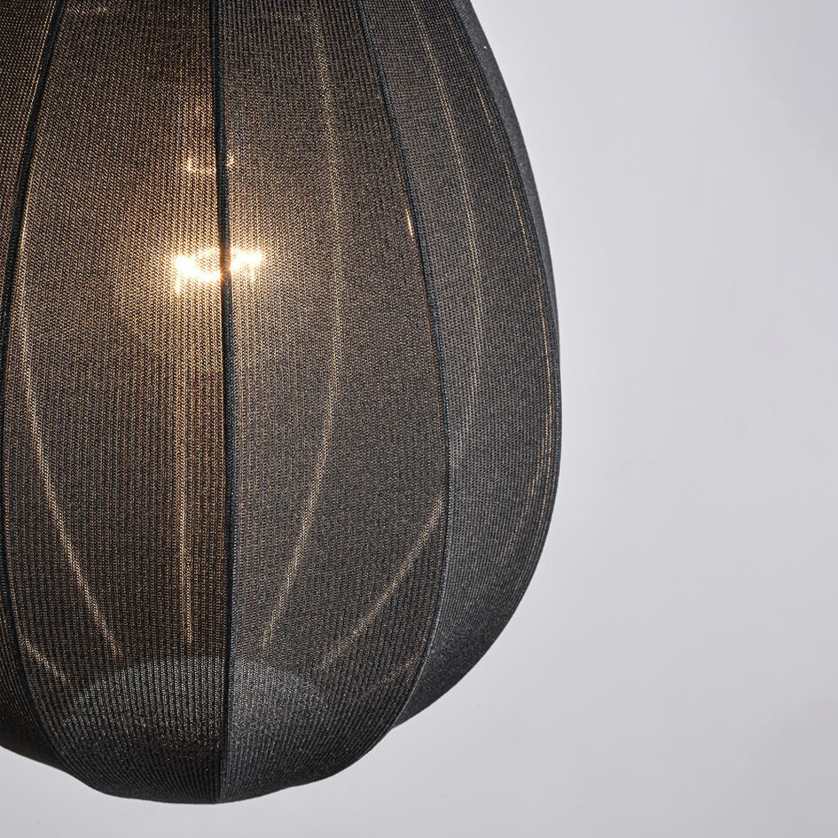 Suspension japandi à 3 lumières avec lanternes en tissu noir - Fabrica