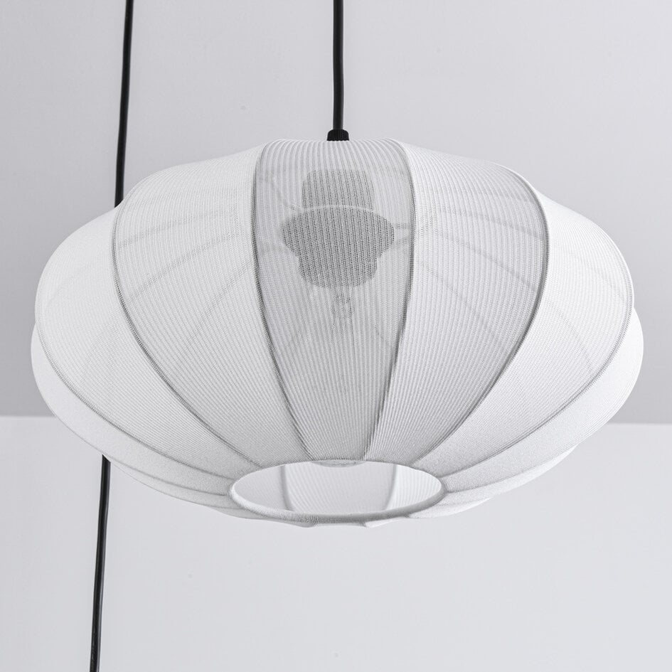 Suspension japandi à 3 lumières avec lanternes en tissu blanc - Fabrica