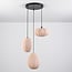 3-lichts japandi hanglamp met stoffen lampionnen, nude pink - Fabrica
