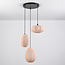 Suspension japandi à 3 lumières avec lanternes en tissu beige - Fabrica