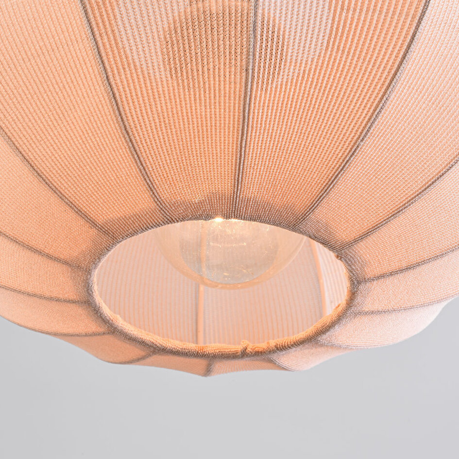 Suspension japandi à 3 lumières avec lanternes en tissu beige - Fabrica
