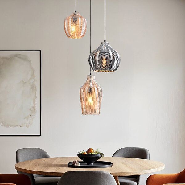 Lampe suspendue Vidro avec verre ambré et fumé - détail texturé