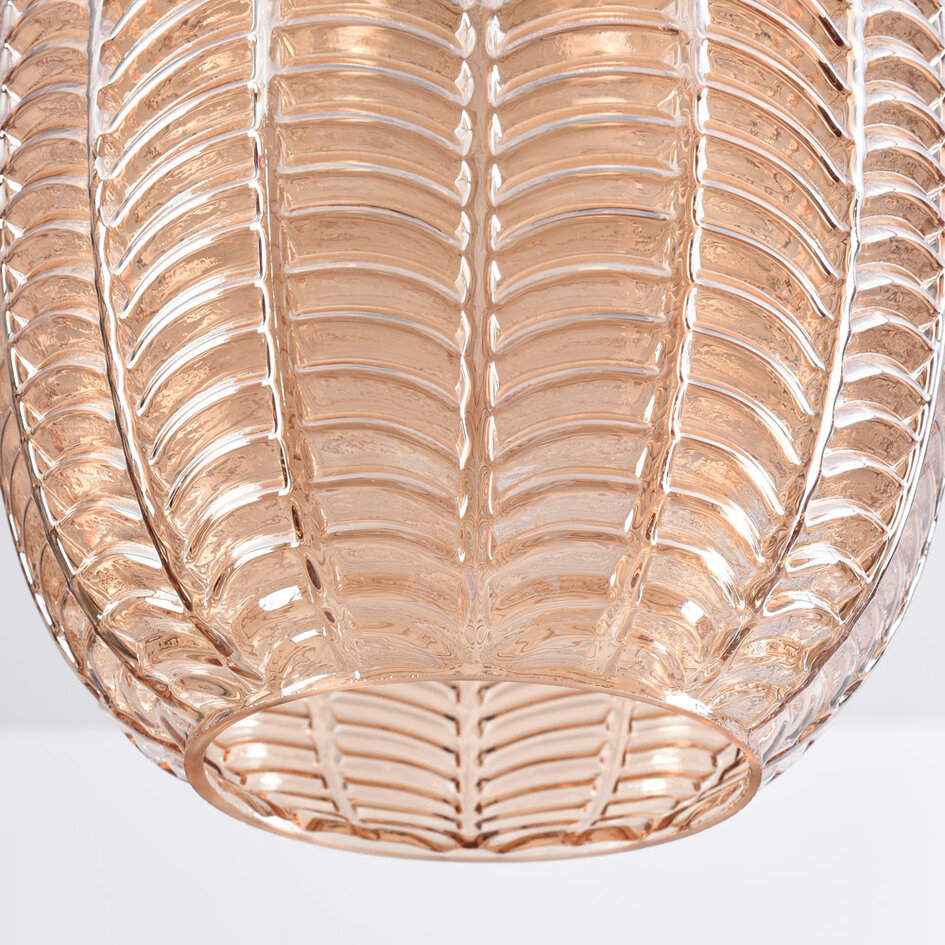 Hanglamp met amber glas en getextureerd detail - Kaca