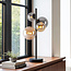 Lampe de table design Tessera noir avec verre ambré et fumé, 4 lumières