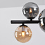 Suspension design noir avec verre ambré et fumé, 10 lumières - Deka