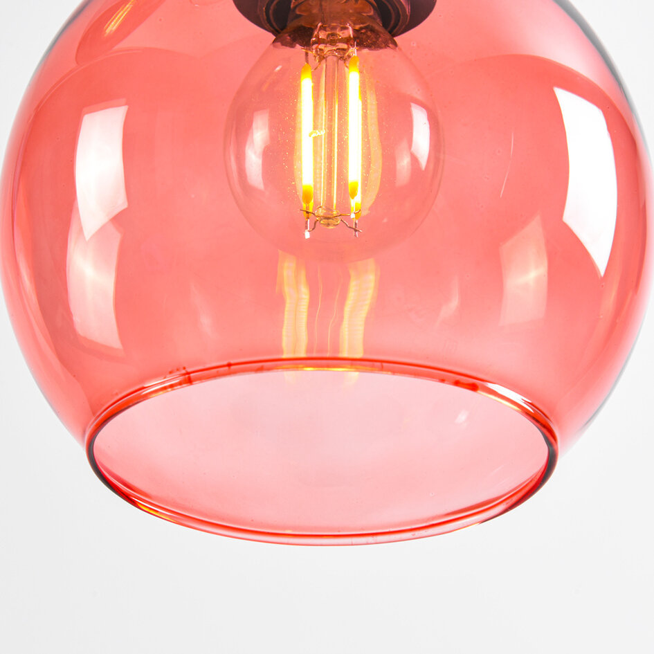 Hanglamp zwart met amber, smoke en roze glas, 5-lichts - Monroe