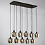 Lampe suspendue à 10 lumières noire avec verre gris fumé - Stafford