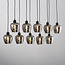 Lampe suspendue à 10 lumières noire avec verre gris fumé - Stafford