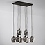 Suspension Sidney 8 lumières - noir et verre fumé gris