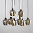 Suspension Sidney 8 lumières - noir et verre fumé gris