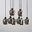 8-lichts hanglamp zwart met smoke grijs glas - Sidney