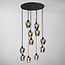 11-lichts hanglamp zwart met smoke grijs glas - Hanford
