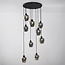 Suspension Alturas 9 lumières - noir et verre fumé gris