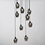 9-lichts hanglamp Alturas - zwart met smoke grijs glas