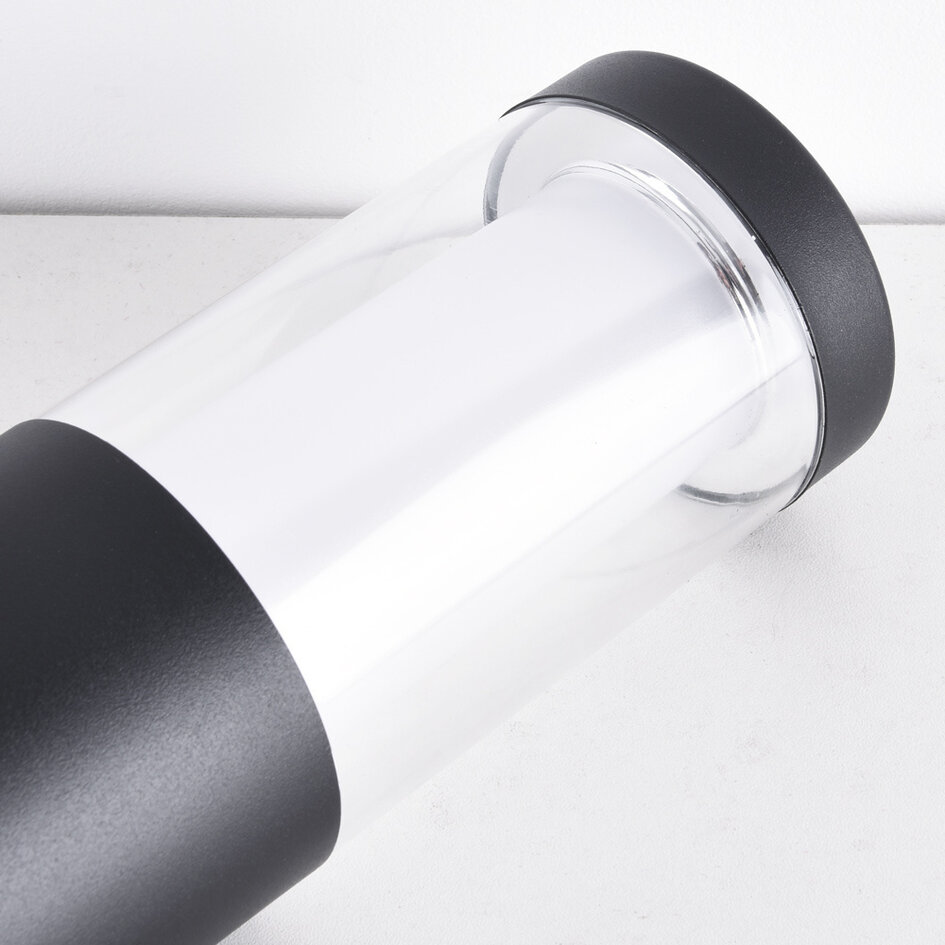 Lampe d'extérieur sur pied Leandre noire à abat-jour blanc laiteux - 76 cm