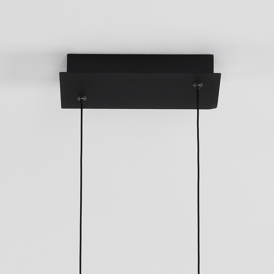 Suspension design Leia, dimmable à 3 niveaux - noire avec bois foncé