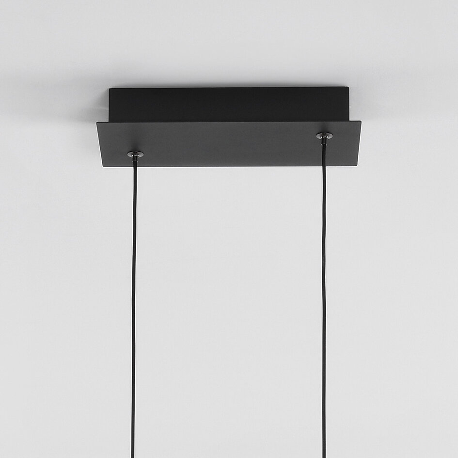Suspension design dimmable noire avec bois foncé - Liana