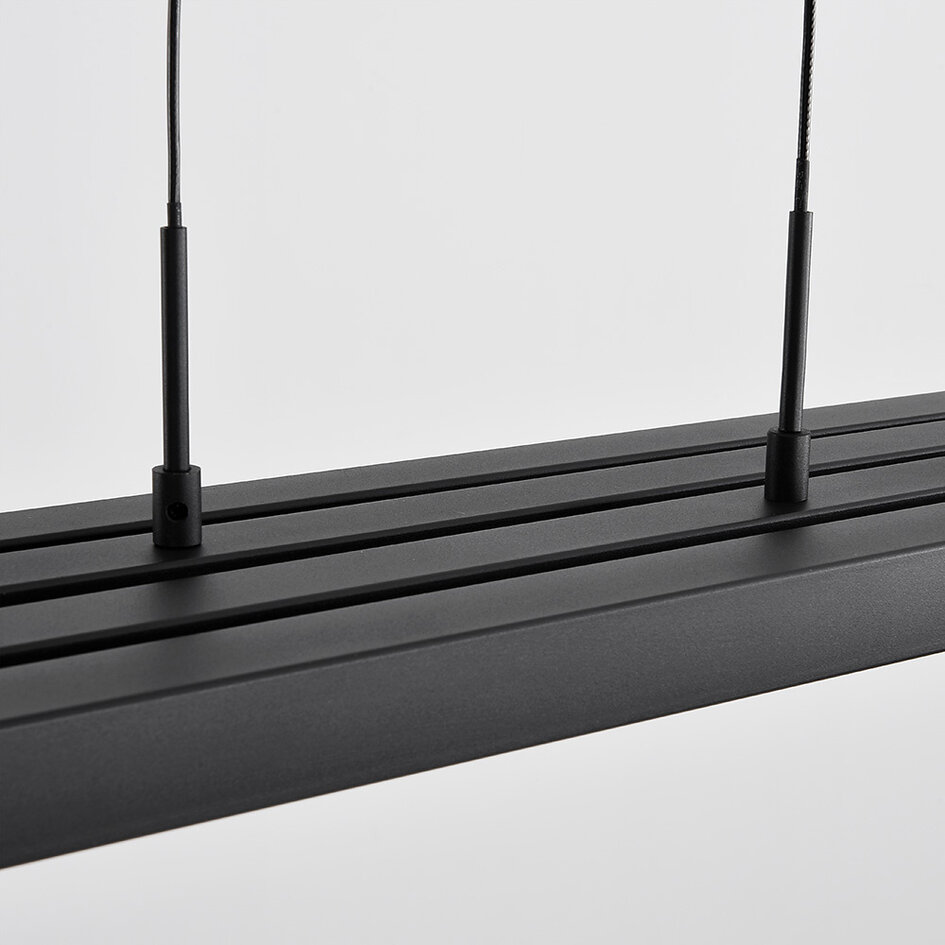 Suspension design dimmable noire avec bois foncé - Liana