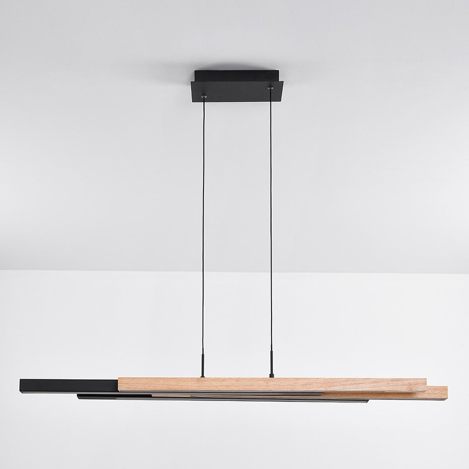 Suspension à intensité variable sur 3 niveaux Liana - noir et bois clair