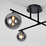 Plafonnier moderne, 4 lumières noir avec verre fumé - Nymo