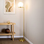 Lampadaire design Connor en doré et verre blanc laiteux