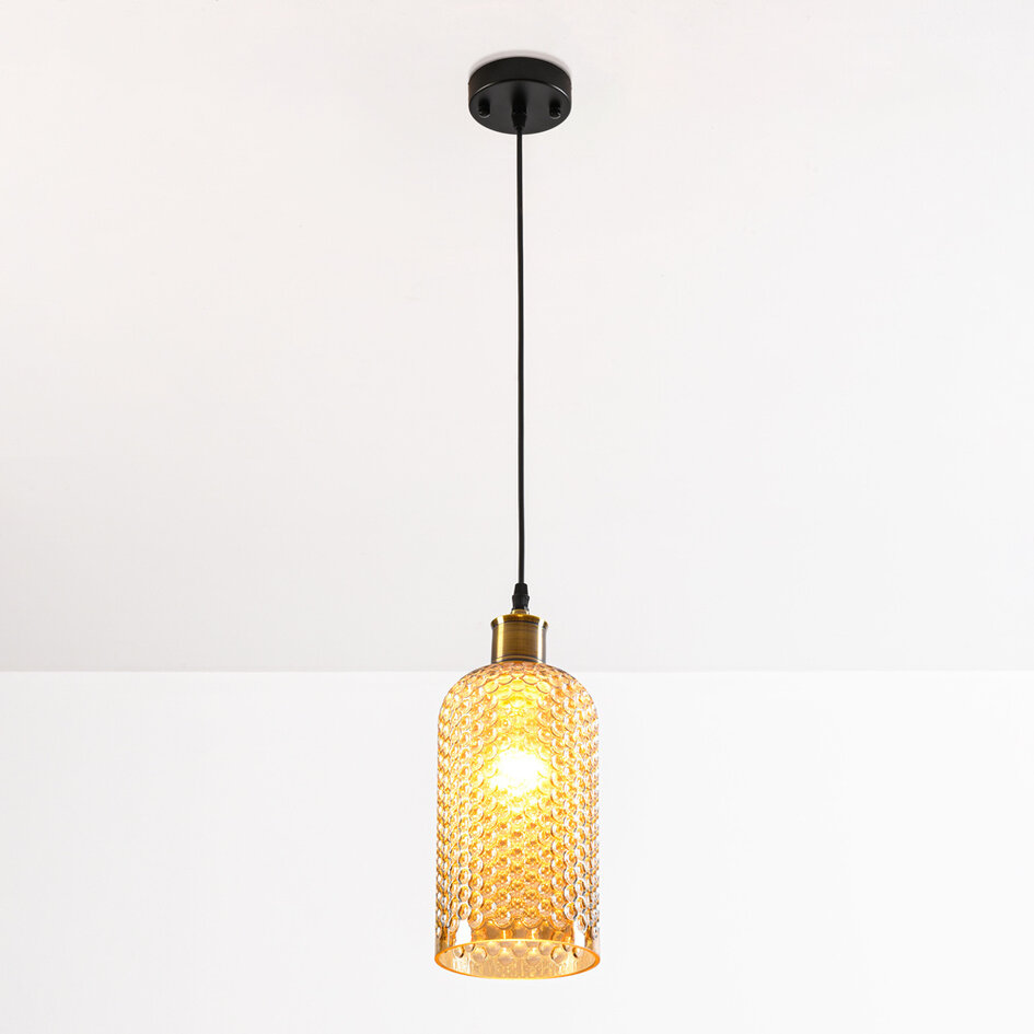 Suspension Lana - verre ambré, allongée