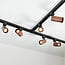 Kit rail monophasé de 3 mètres, spots Loek noirs à l’aspect noyer
