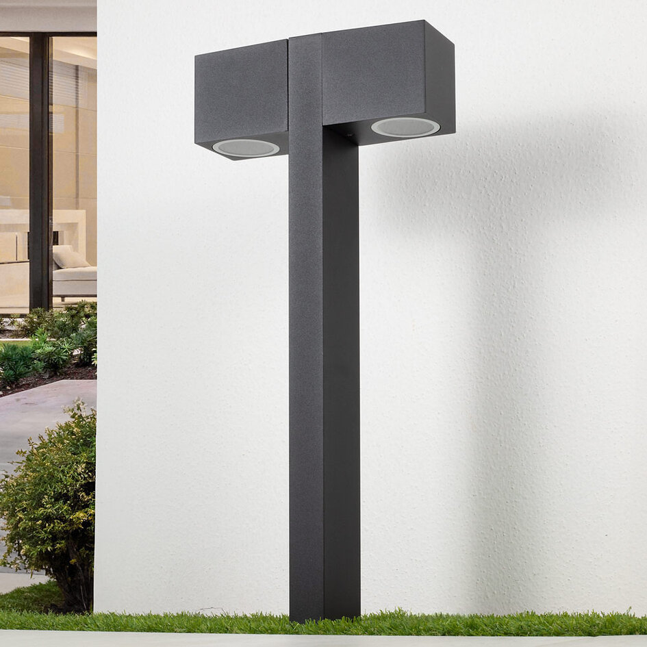 Lampadaire à 2 lumières Simone avec 2 têtes carrées