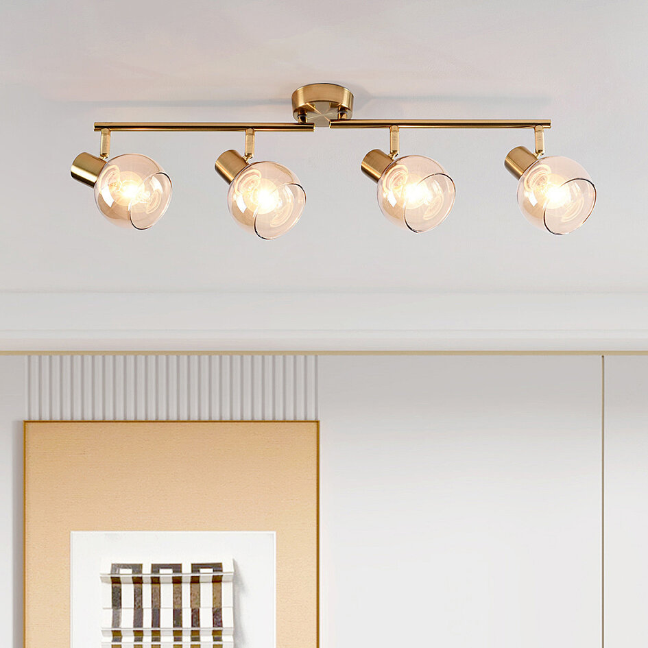 Plafonnier pivotant à 4 lumières Pela avec verre ambré