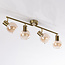 4-lichts draaibare plafondlamp Pela met amber glas