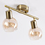 2-lichts plafondlamp in messing goud en amber glas - Phiene