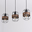 Industriële zwarte hanglamp in rotan - Hira