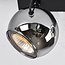 Moderne plafondlamp met smoke glas en 2 spots, zwart - Jari