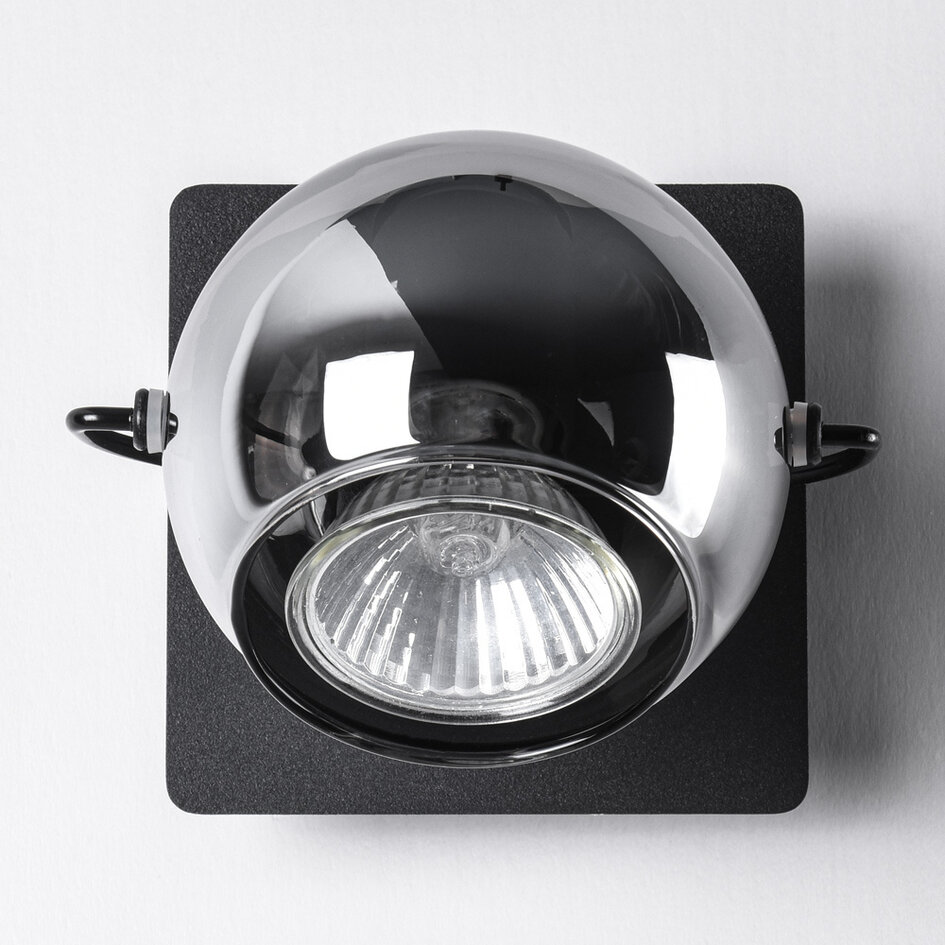 Draaibare wandspot Jace - smoke glas en zwart