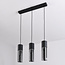 Suspension à 3 lumières Esila - verre fumé et noir, allongée