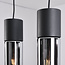 Zwarte hanglamp met 3-lichts en smoke glas - Esila