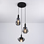 3-lichts hanglamp Mala - smoke glas en zwart