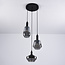 3-lichts hanglamp Mala - smoke glas en zwart