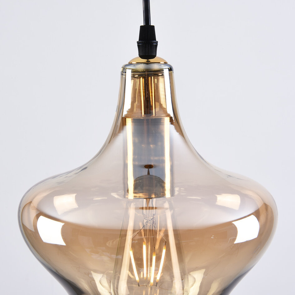 Lampe suspendue à 1 lumière Trinidad avec verre ambré - variante 3