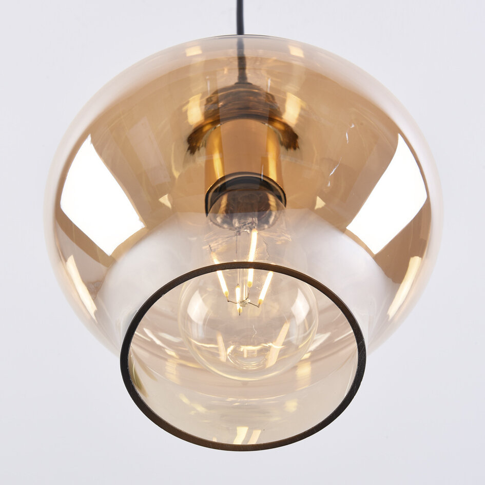 Lampe suspendue à 1 lumière Trinidad avec verre ambré - variante 3